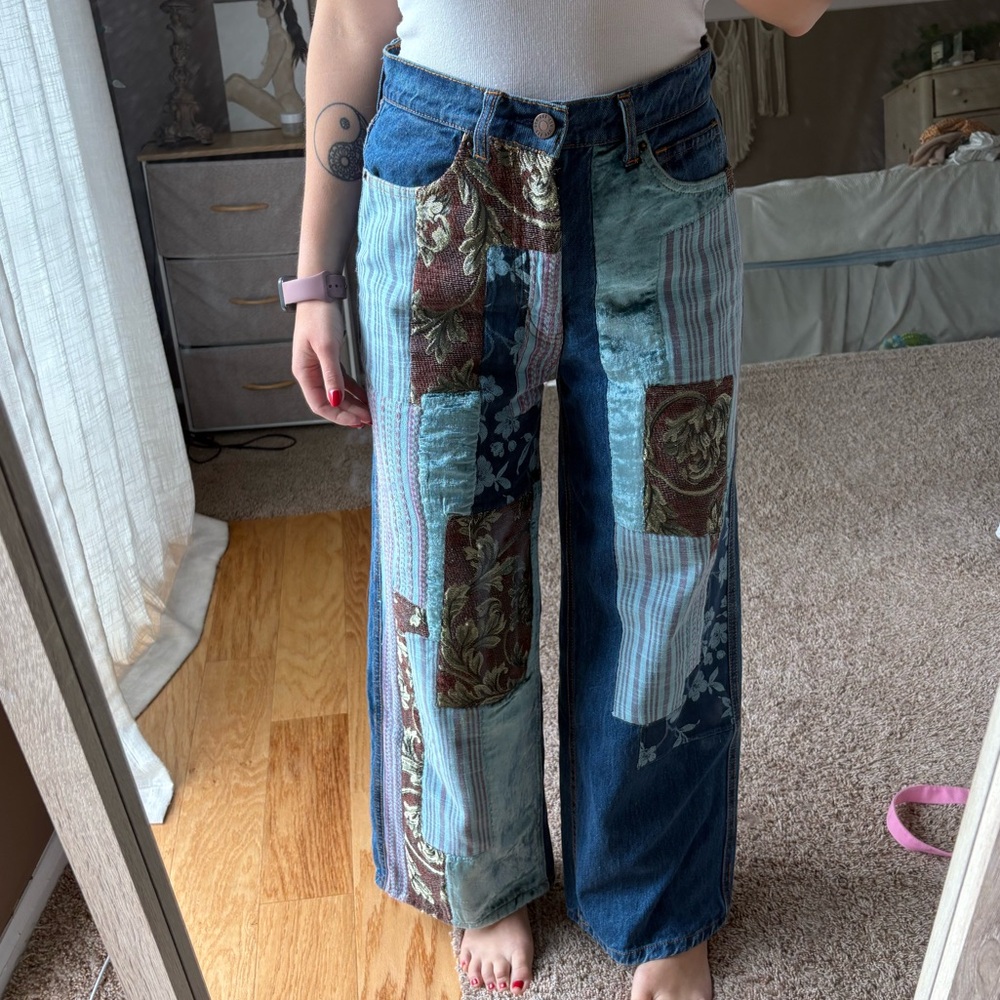 Urban Outfitters Western Patchwork Flare Jeans